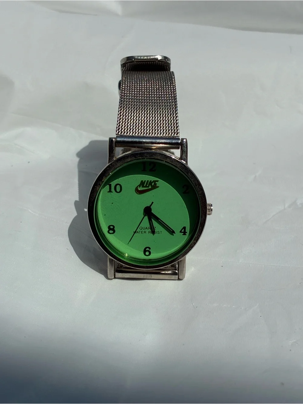Retro Style Nike Watch Green Face Stainless Steel Mesh Band Quartz